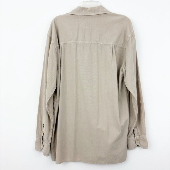 Scully CM8 Men's Lace-up Pullover Shirt Size M Sand Generous Fit Cotton Gauze - Picture 3 of 8